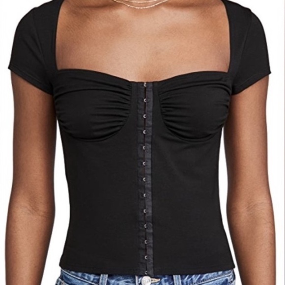 Reformation Tops - Reformation Black Hook and Eye Short Sleeve Top